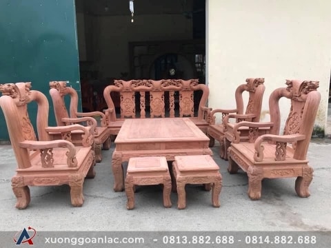 Bộ bàn ghế Minh Quốc đào gỗ hương tay 12