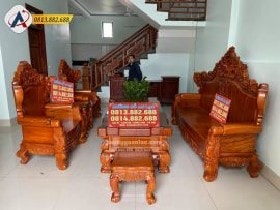 Bộ bàn ghế hoàng gia nguyên khối gỗ gõ đỏ 6 món 1