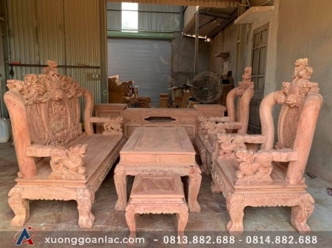 Bộ bàn ghế nghê đỉnh gỗ hương đá