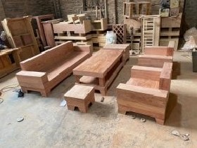 Hình ảnh nguyên mộc của bộ sofa nguyên khối gỗ hương đá