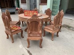 bàn ăn gỗ hương đỏ Lào