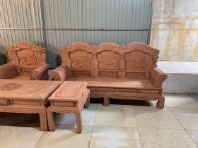 Bộ ghế khổng tử gỗ hương đá hàng dày khuôn tranh 4cm ván mặt 2cm chương dày 8cm