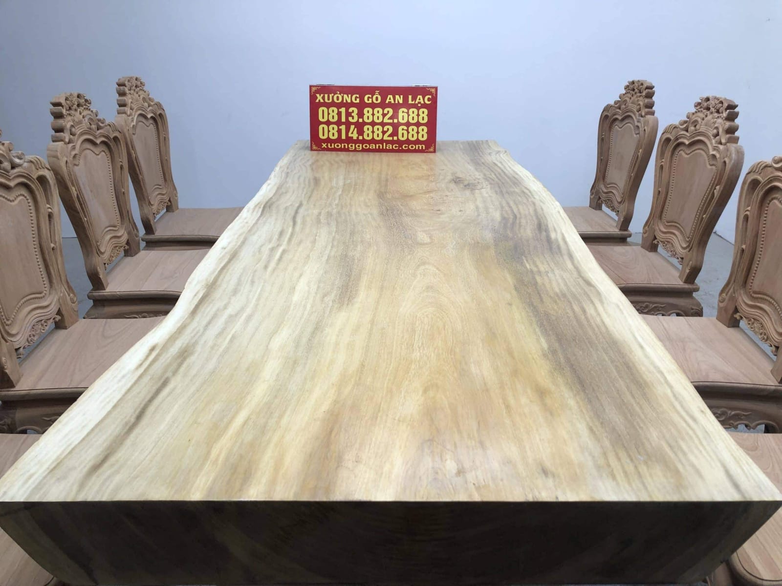 Bộ bàn ăn gỗ cẩm hồng nguyên khối 8 ghế louis tựa cong - GIÁ TẬN GỐC