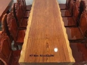 Bộ bàn nguyên tấm gỗ cẩm 10 ghế louis gỗ gõ đỏ cực đẹp (Anh Nguyên, Yên Bái)