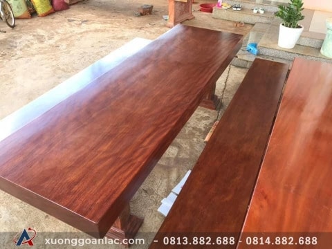 Bộ bàn ghế K3 gỗ Cẩm Hồng 220x110x12cm (Bác Trường, Hải Dương)