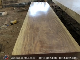Mặt bàn ăn nguyên khối gỗ gõ đỏ 350x130x18cm (Anh Khởi, Nha Trang)