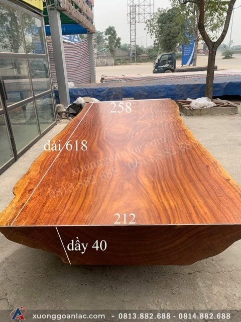 Siêu phẩm phản gỗ cẩm hồng 1 tấm cực khủng 618x258x40cm (Anh Vượng, Bắc Ninh)