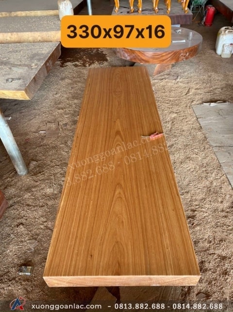Phản gỗ gõ đỏ 1 tấm nguyên khối 330x97x16cm (Anh Linh, Quảng Nam)