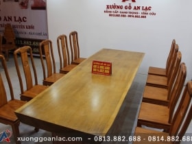 bộ bàn ăn nguyên khối gỗ gõ đỏ