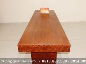 Mặt bàn nguyên khối gỗ hương đá đục tay hình trái tim vân siêu đỉnh 2m86x83cmx15cm