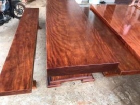 Mặt bàn ăn gỗ cẩm hồng nguyên khối 280x90x16cm