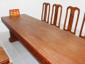 bàn nguyên khối đục trai tim vs ghế chữ thọ gỗ hương đá (1)