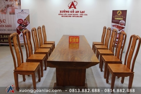 bàn nguyên khối gỗ cẩm hồng vs ghế gõ đỏ triện chữ thọ (3)