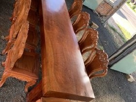 mặt bàn nguyên khối gỗ gõ đỏ