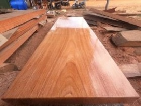 Mặt bàn ăn nguyên khối gỗ gõ đỏ 262x89x12cm