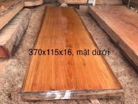 Mặt bàn ăn nguyên tấm gỗ gõ đỏ 370x115x16cm