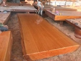 Mặt bàn ăn nguyên tấm gỗ gõ đỏ 370x115x16ch
