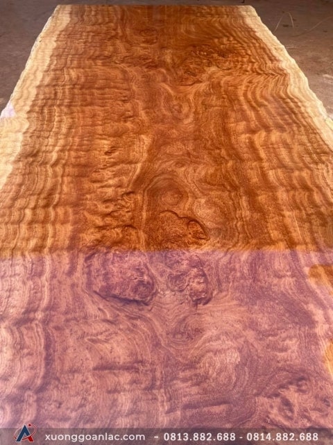 Mặt bàn ăn nguyên tấm gỗ gõ đỏ 370x115x16cm