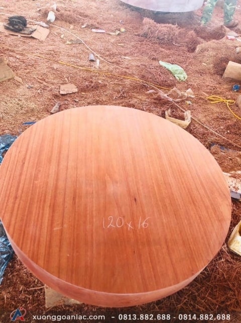 Mặt bàn tròn gỗ Gõ Đỏ đường kính 120cm dày 16cm giá 19tr (1)