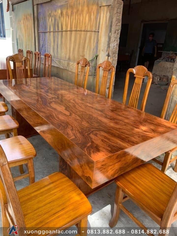 Bộ bàn ăn đóng hộp 10 ghế gỗ hương xám (Bác Quang - Hưng Yên)