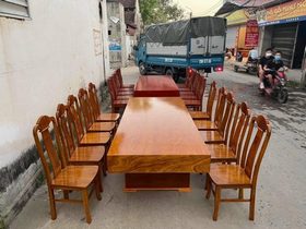 Bộ bàn ăn hộp gỗ cẩm vàng 10 ghế ( Chú Long - Thái Nguyên )