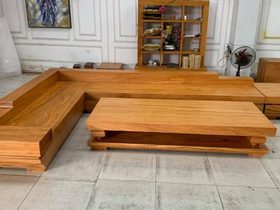 Sofa nguyên khối gỗ gõ đỏ kiểu L ( Anh Đường - Hà Nam ) (2)