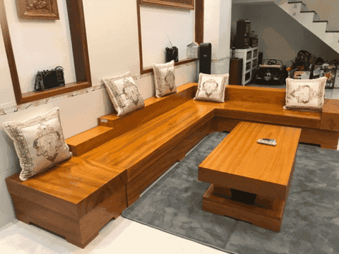 Bộ sofa gỗ gõ đỏ nguyên khối - Anh Hưng - Bắc Ninh