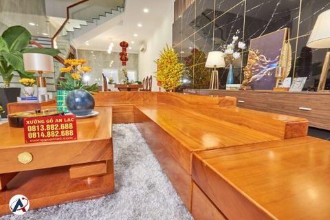 Bộ sofa gỗ gõ đỏ nguyên khối (Anh Tiền - Bắc Ninh) (3)