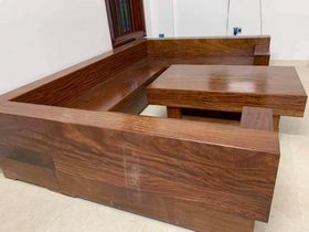 Bộ sofa nguyên khối gỗ cẩm hồng kiểu chữ U ( Bác Hoàn - Ninh Bình )