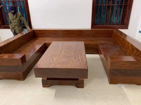 Bộ sofa nguyên khối gỗ cẩm hồng kiểu chữ U ( Bác Hoàn - Ninh Bình )