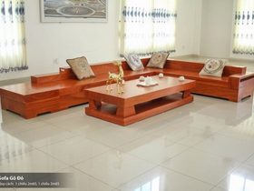 Bộ sofa nguyên khối gỗ gõ đỏ (Anh Diệp – Hải Dương)