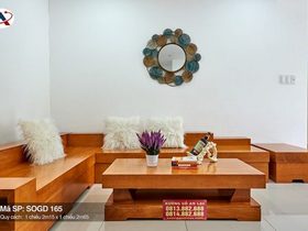 Bộ sofa nguyên khối gỗ gõ đỏ (Chú Lương - Hưng Yên)