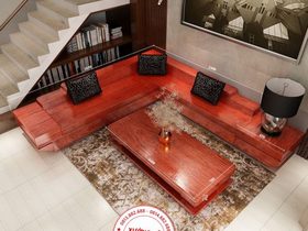 bộ sofa gỗ hương đá nguyên khối (Anh Toàn - Bắc Giang)