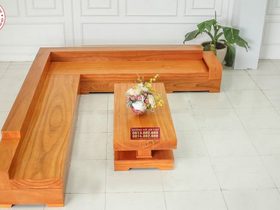 Bộ sofa gỗ gõ đỏ kiểu chữ L ( Anh Trung - Bắc Giang)