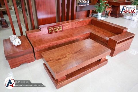 bộ sofa nguyên khối gỗ hương đá (Chú Chính - Thái Nguyên)
