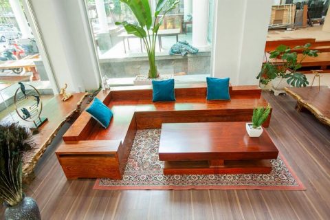 sofa góc nguyên khối gỗ cẩm hồng