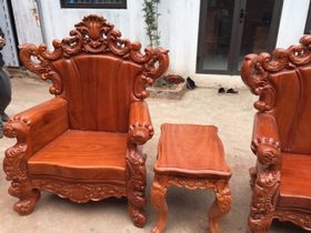 Bộ bàn ghế Hoàng Gia 10 món gỗ gõ đỏ (anh Nam - Ninh Bình)