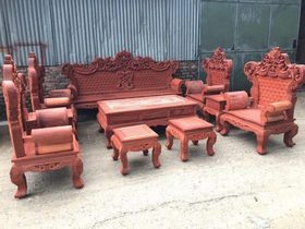 Bộ bàn ghế Hoàng Gia gỗ hương đỏ 10 món (anh Đông - Thái Nguyên)