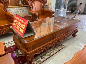 bàn ghê hoàng gia nguyên khối gỗ gõ đỏ