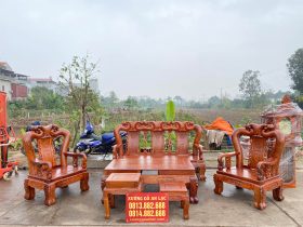 Bộ bàn ghế Minh Quốc đào tay 12cm chân 14cm gỗ hương