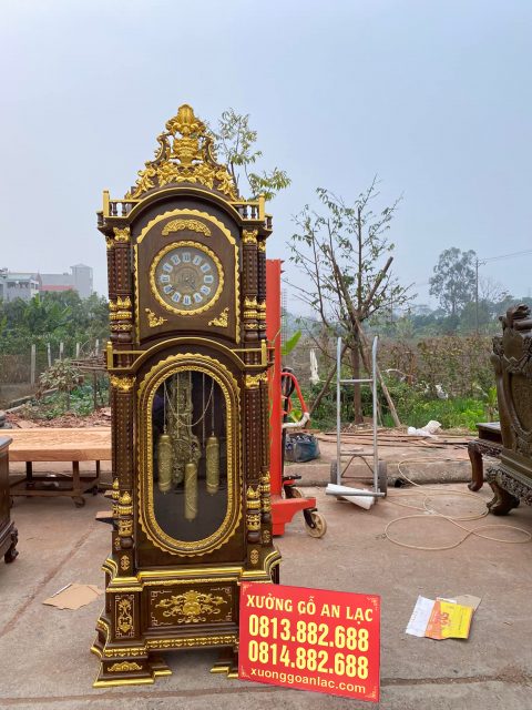 đồng hồ cây mẫu tứ trụ 2m3 dát vàng Đài Loan.