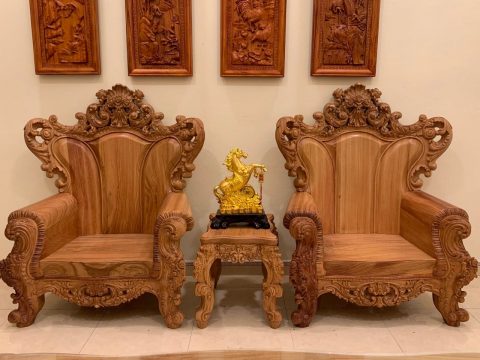 bàn ghế hoàng gia 6 món gỗ hương đá cao cấp