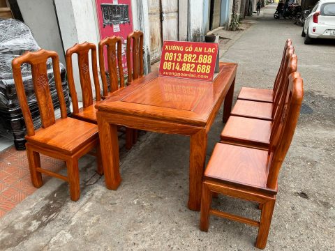 bàn ghế ăn chữ thọ gỗ hương đá