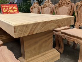bàn ăn gỗ gõ đỏ nguyên khối