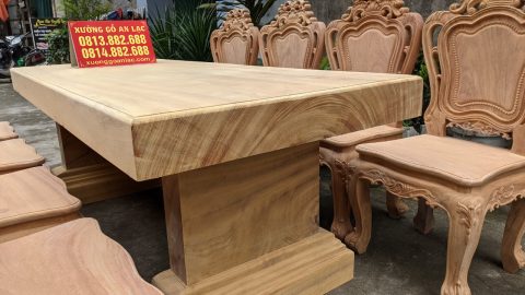bàn ăn gỗ gõ đỏ nguyên khối