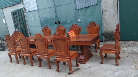 bàn ghế ăn nguyên khối gỗ hương đá