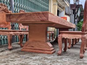 bàn ghế ăn nguyên khối gỗ hương