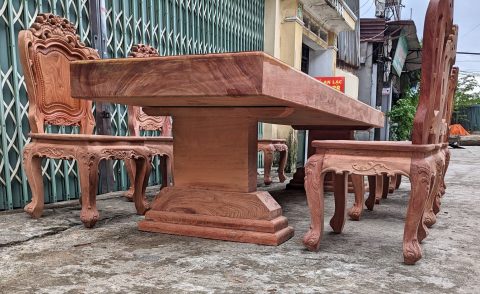 bàn ghế ăn nguyên khối gỗ hương