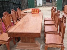bàn ghế ăn nguyên khối gỗ hương đá