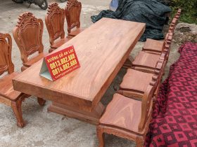 bàn ăn gỗ hương đá nguyên khối